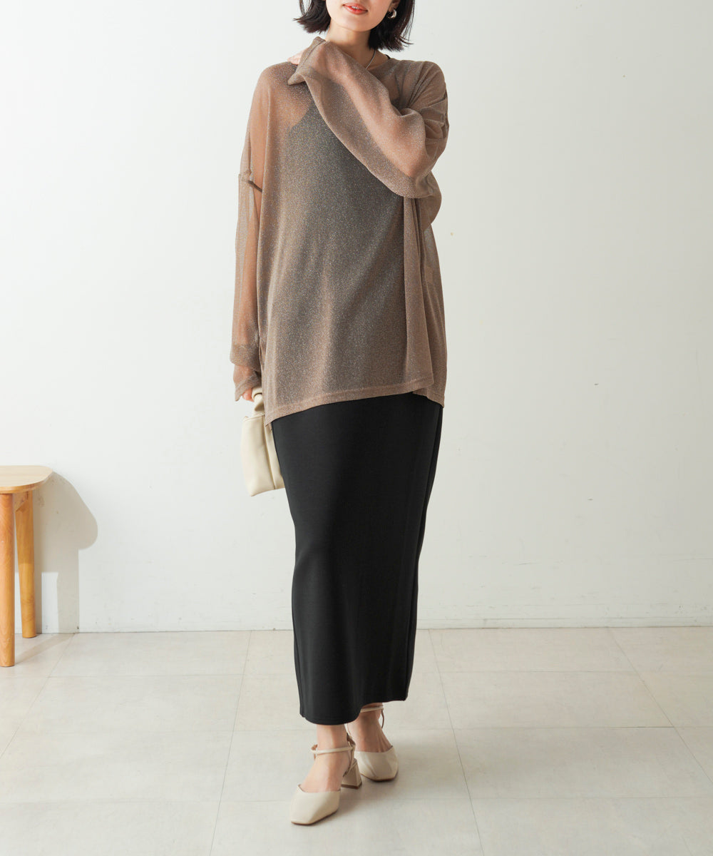 オーバーサイズラメシアートップス