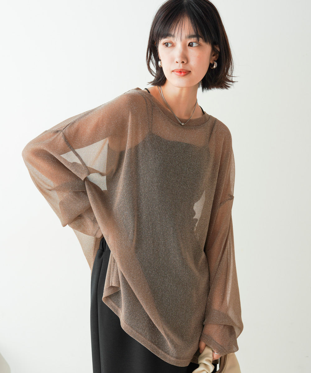 オーバーサイズラメシアートップス