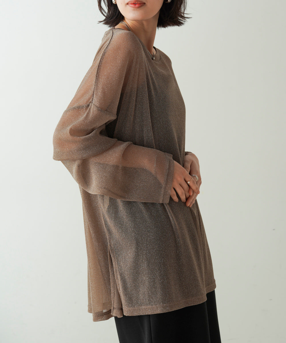 オーバーサイズラメシアートップス