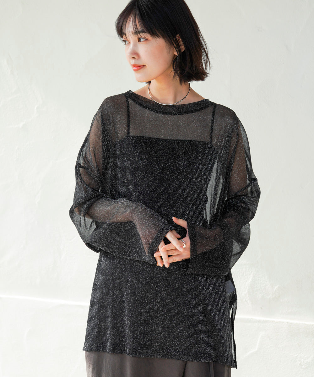 オーバーサイズラメシアートップス