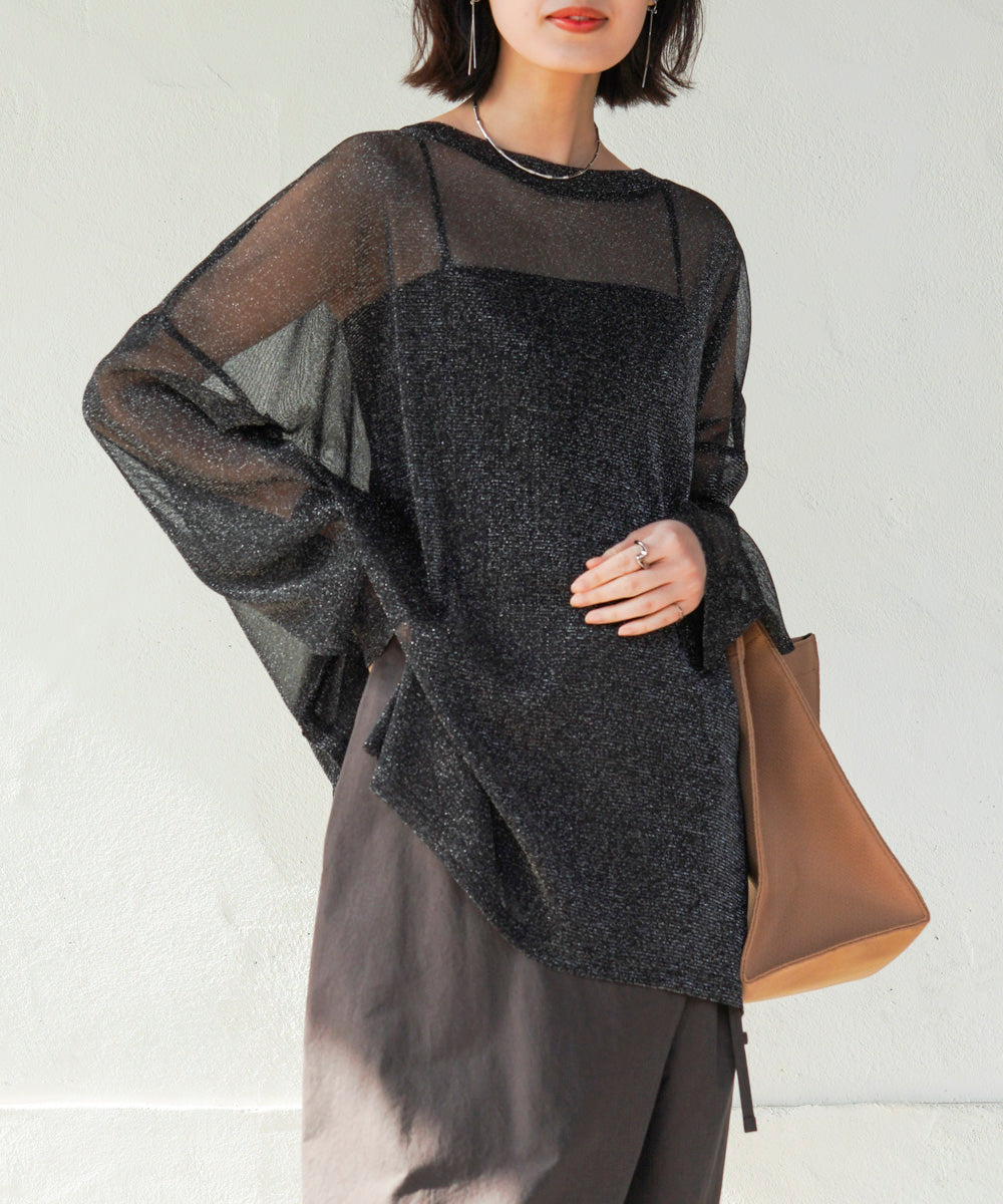 オーバーサイズラメシアートップス