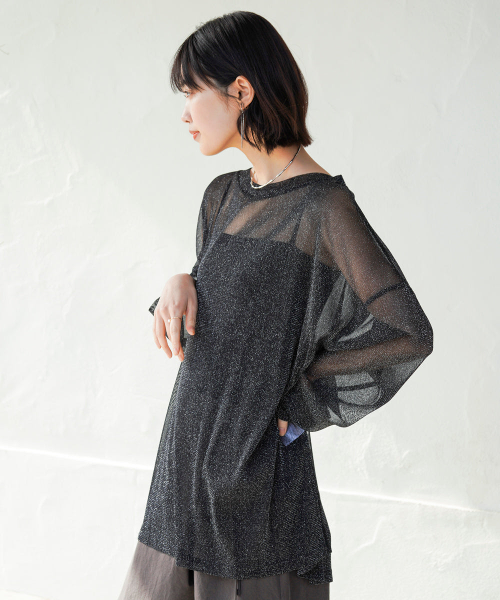 オーバーサイズラメシアートップス
