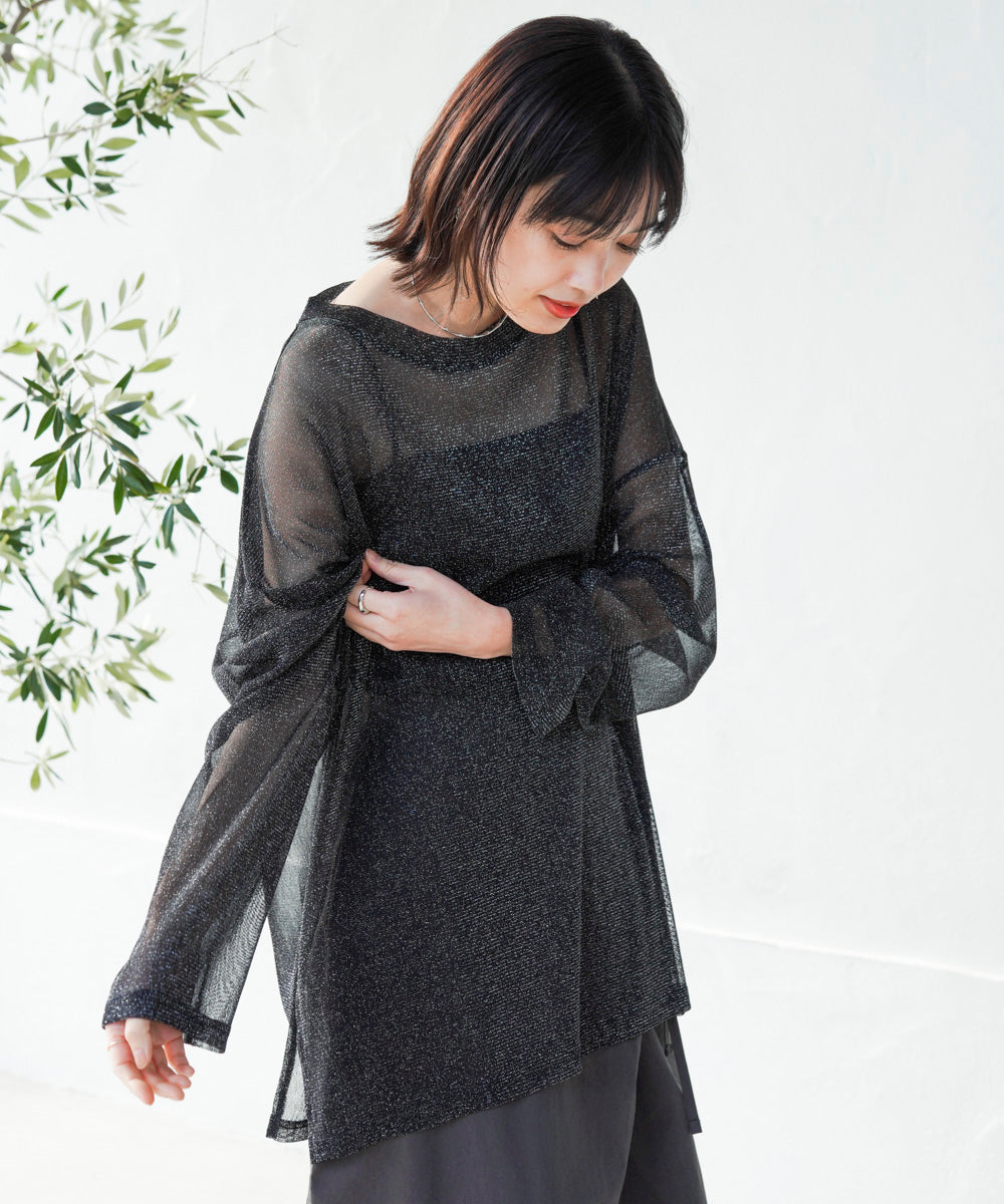 オーバーサイズラメシアートップス