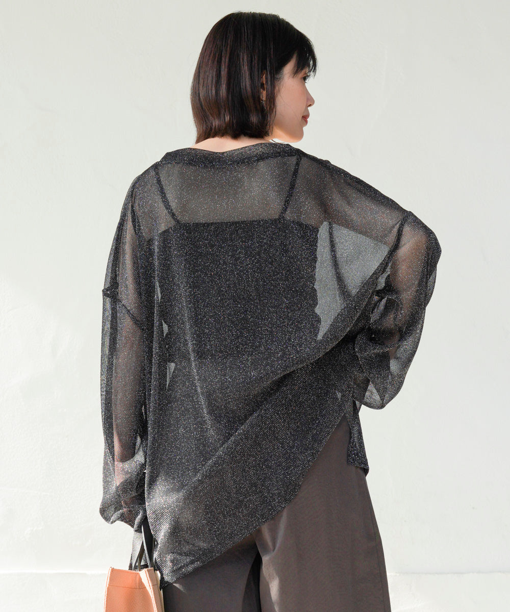オーバーサイズラメシアートップス