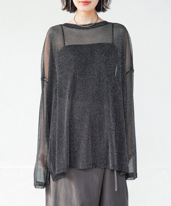 オーバーサイズラメシアートップス