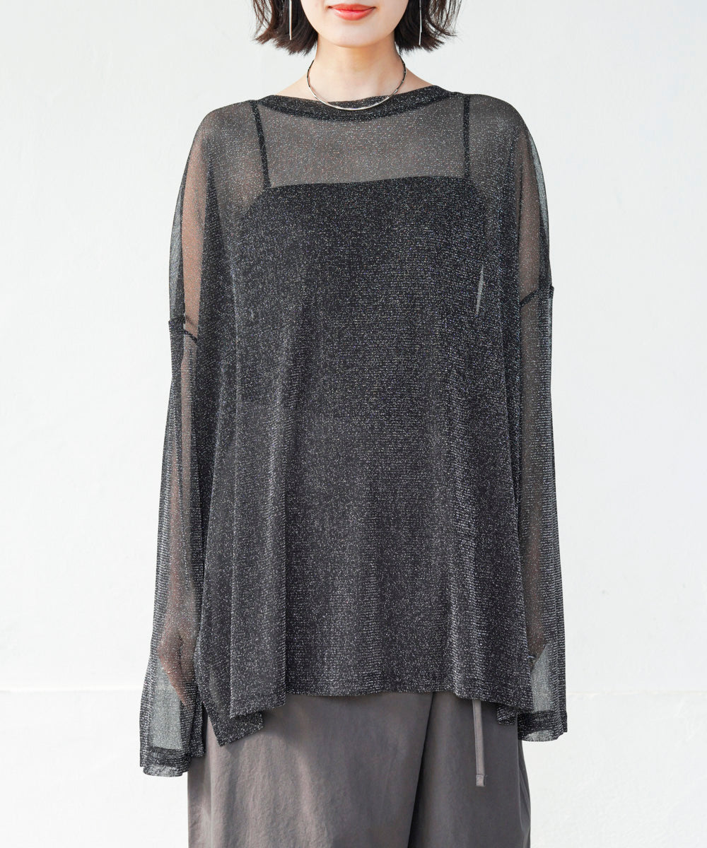 オーバーサイズラメシアートップス