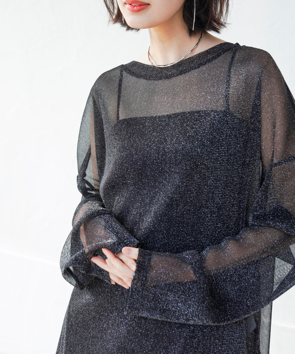 オーバーサイズラメシアートップス