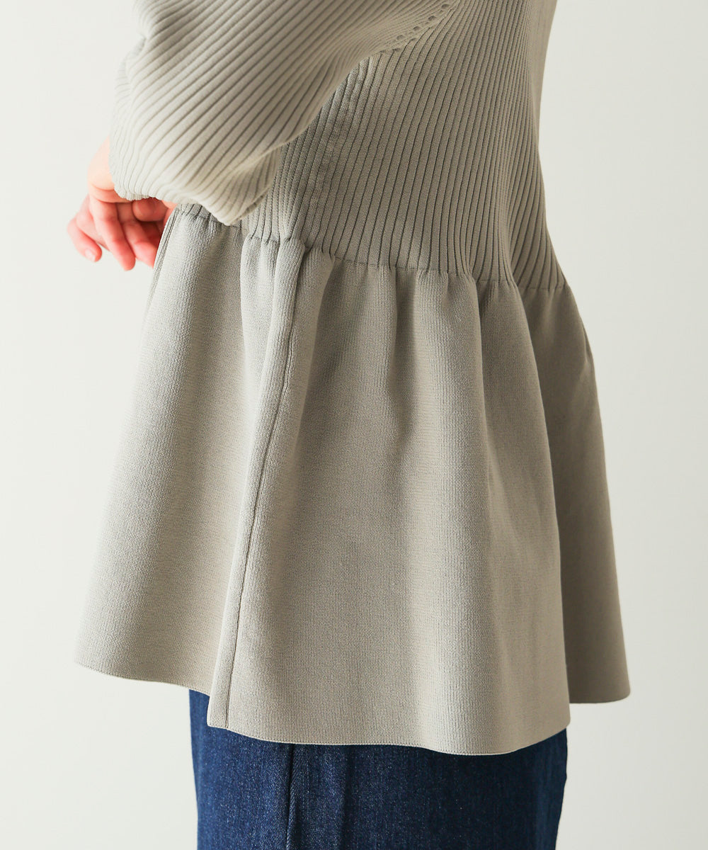 軽量ペプラムニットカーディガン