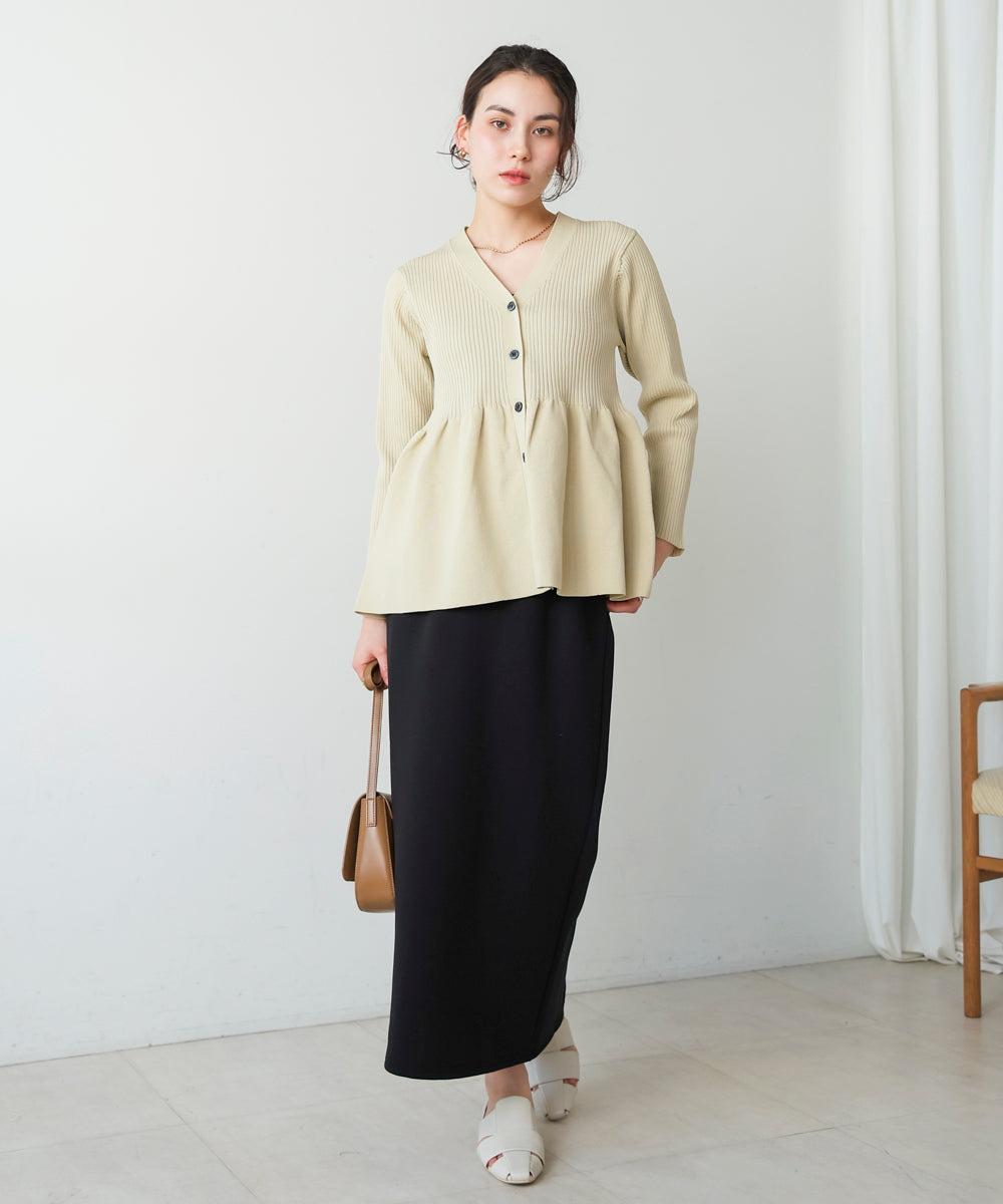 軽量ペプラムニットカーディガン