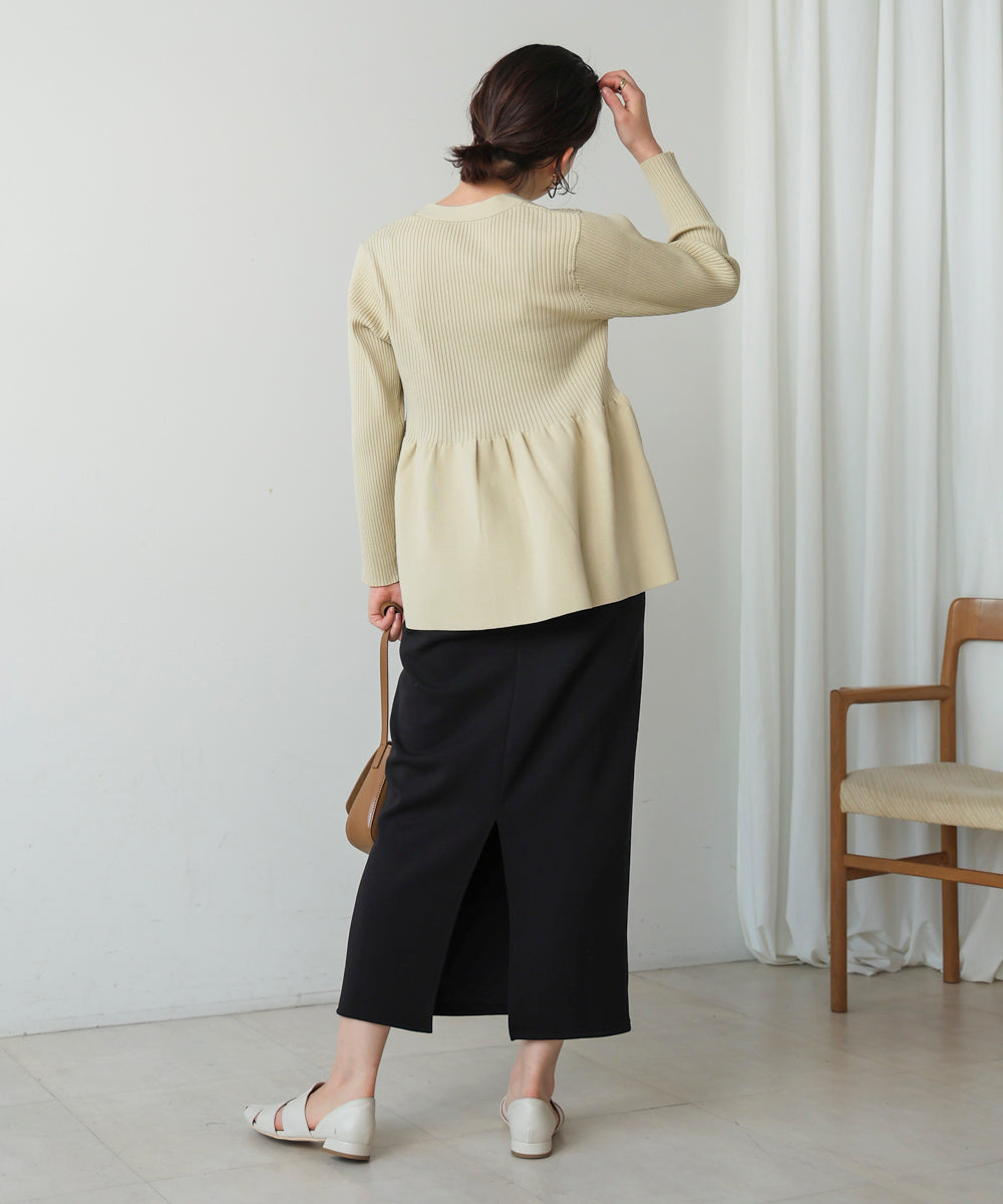 軽量ペプラムニットカーディガン