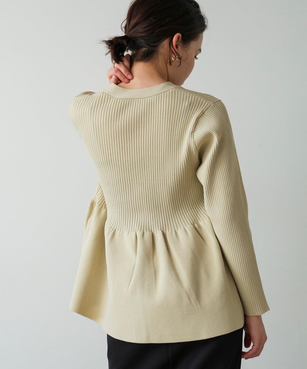 軽量ペプラムニットカーディガン