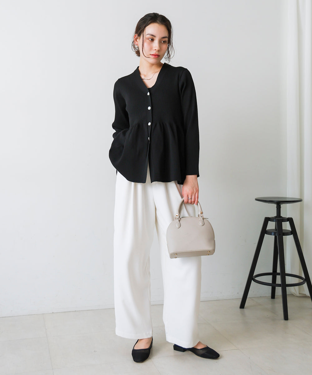 軽量ペプラムニットカーディガン