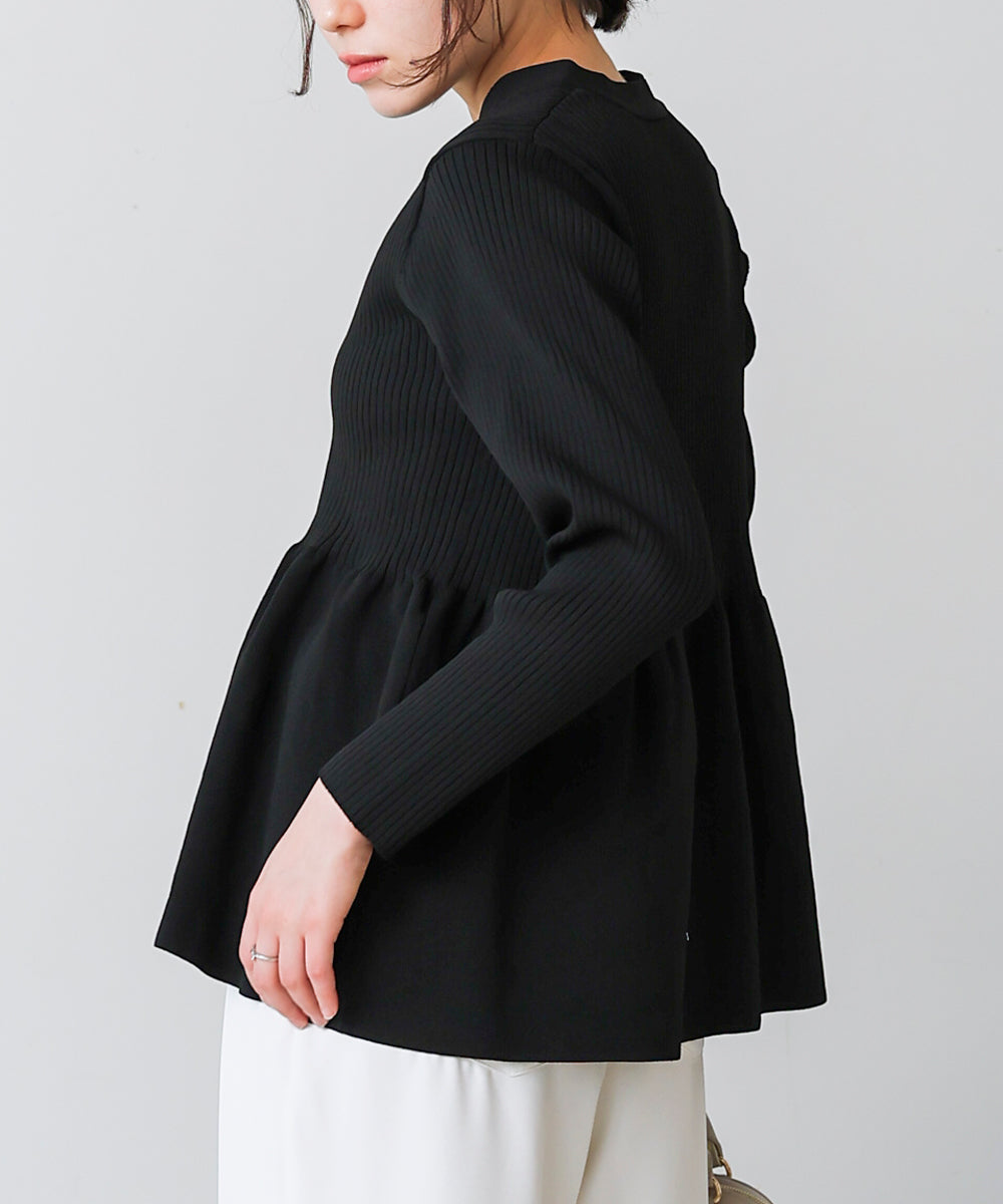 軽量ペプラムニットカーディガン