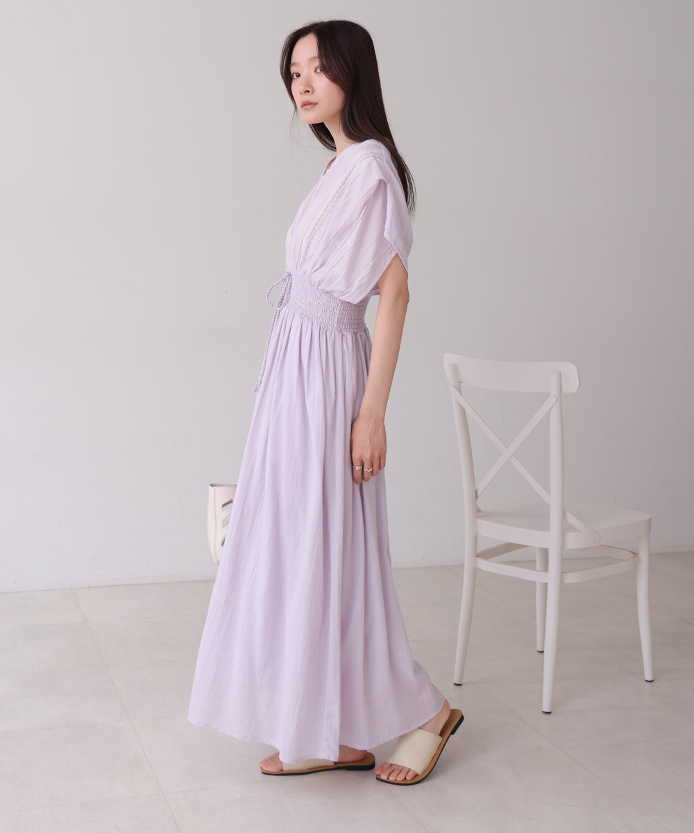 【S・Mサイズ展開】フロント刺繍ウエストシャーリングワンピース