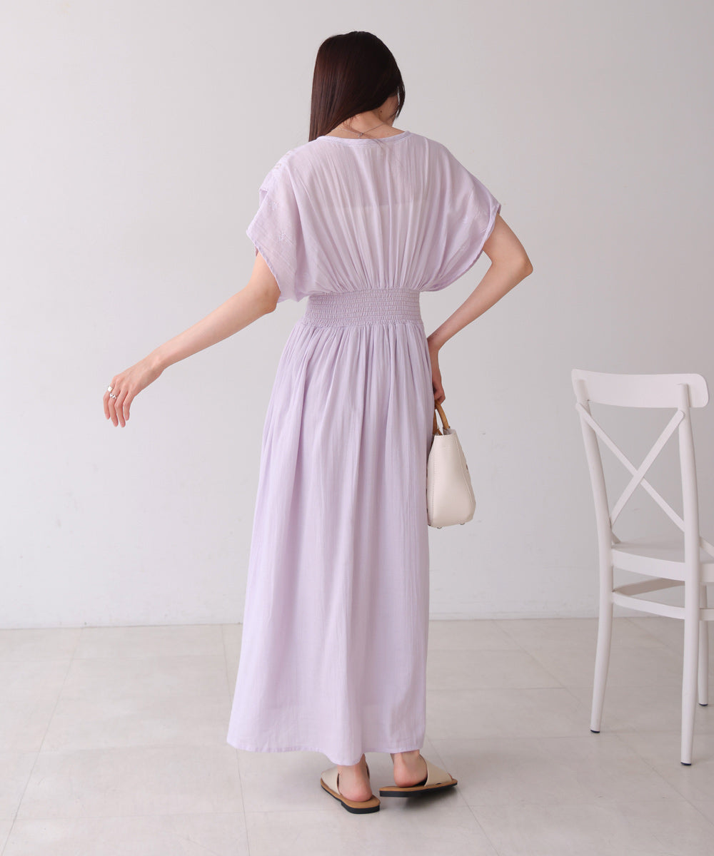 【S・Mサイズ展開】フロント刺繍ウエストシャーリングワンピース