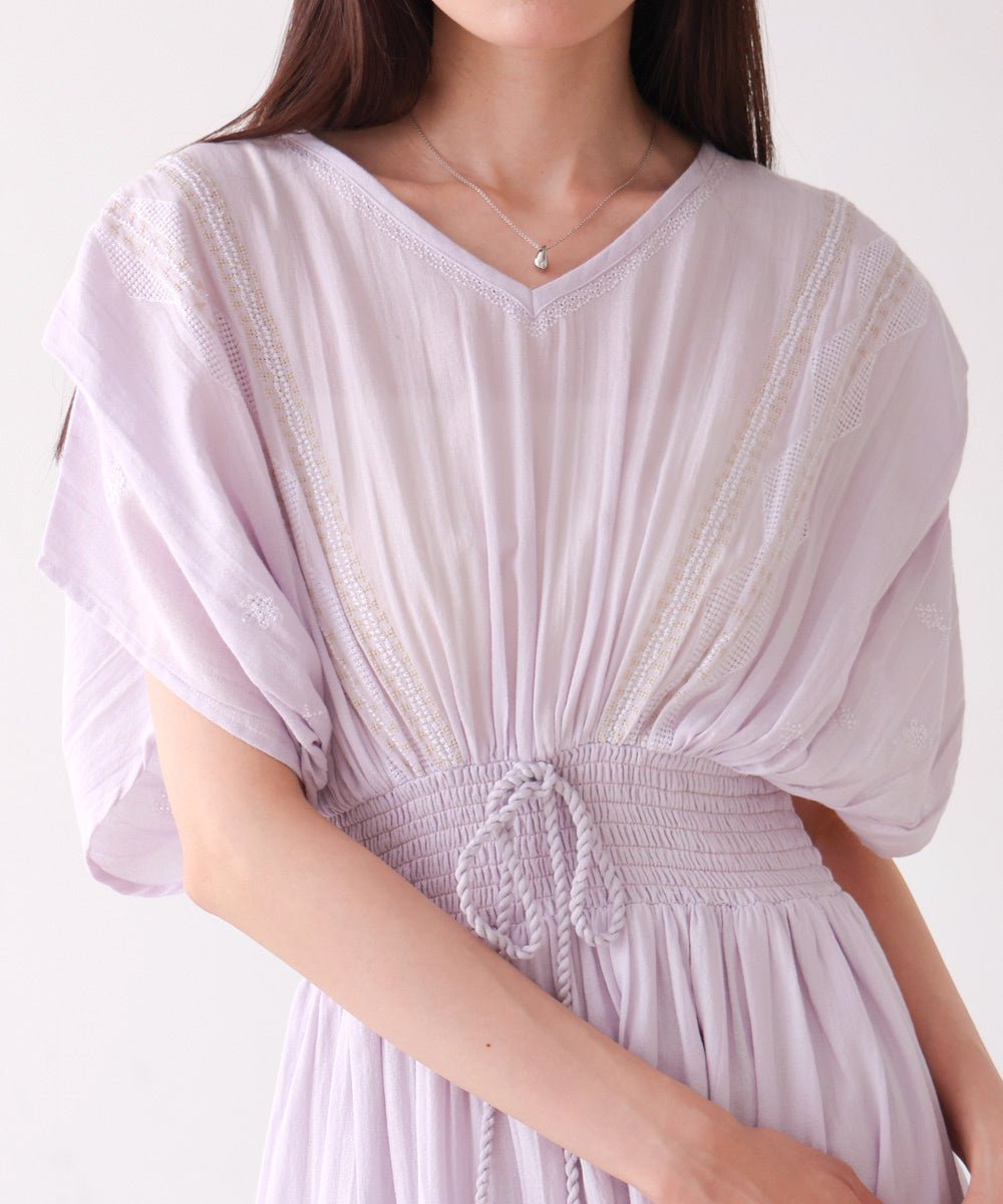 【S・Mサイズ展開】フロント刺繍ウエストシャーリングワンピース