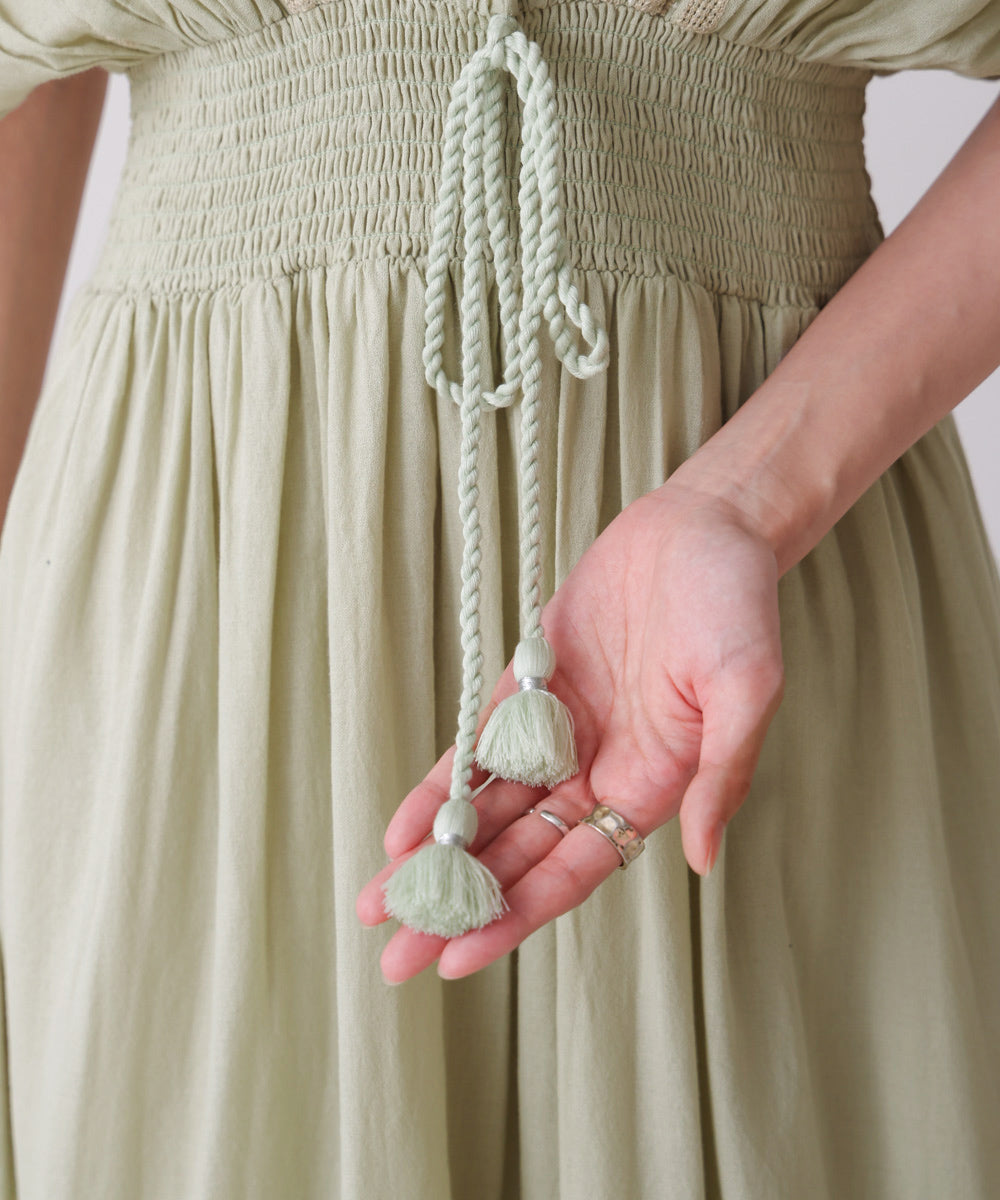 【S・Mサイズ展開】フロント刺繍ウエストシャーリングワンピース