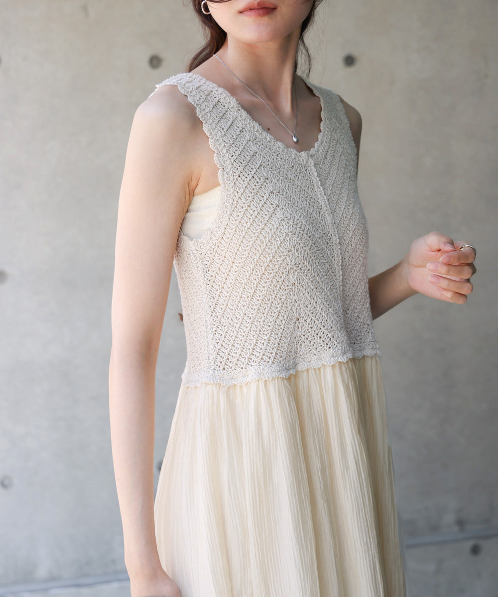 クロシェコンビキャミワンピース