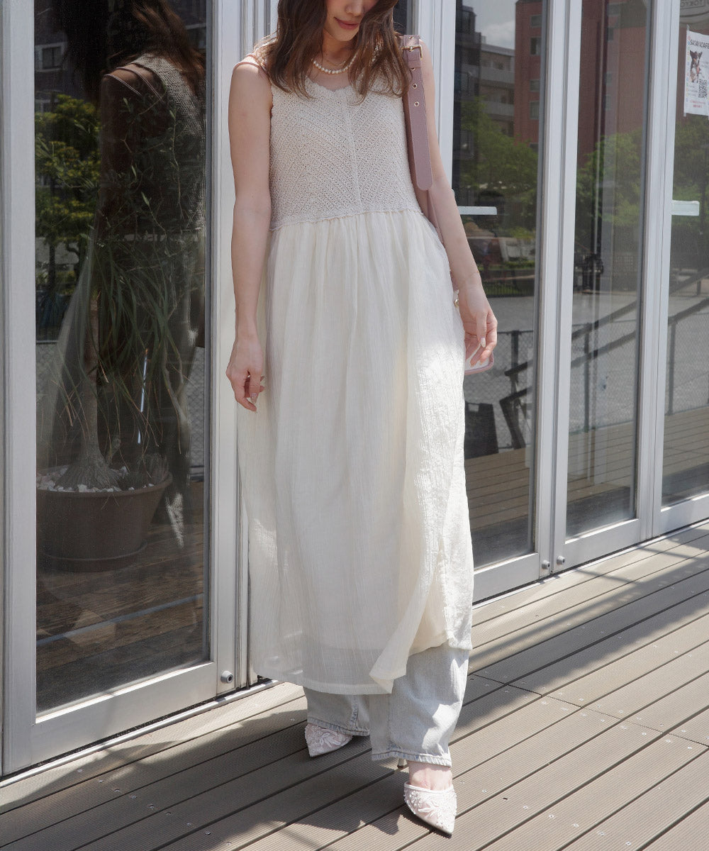 クロシェコンビキャミワンピース