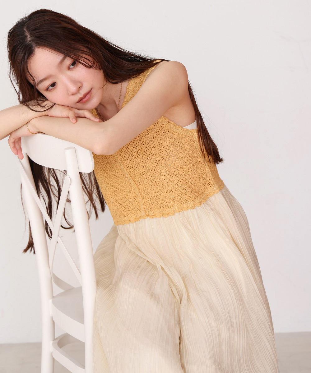 クロシェコンビキャミワンピース