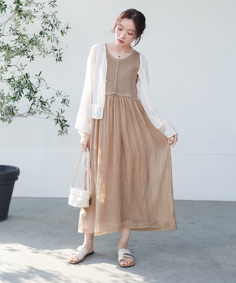 クロシェコンビキャミワンピース