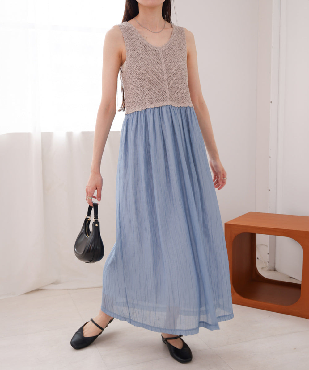 クロシェコンビキャミワンピース