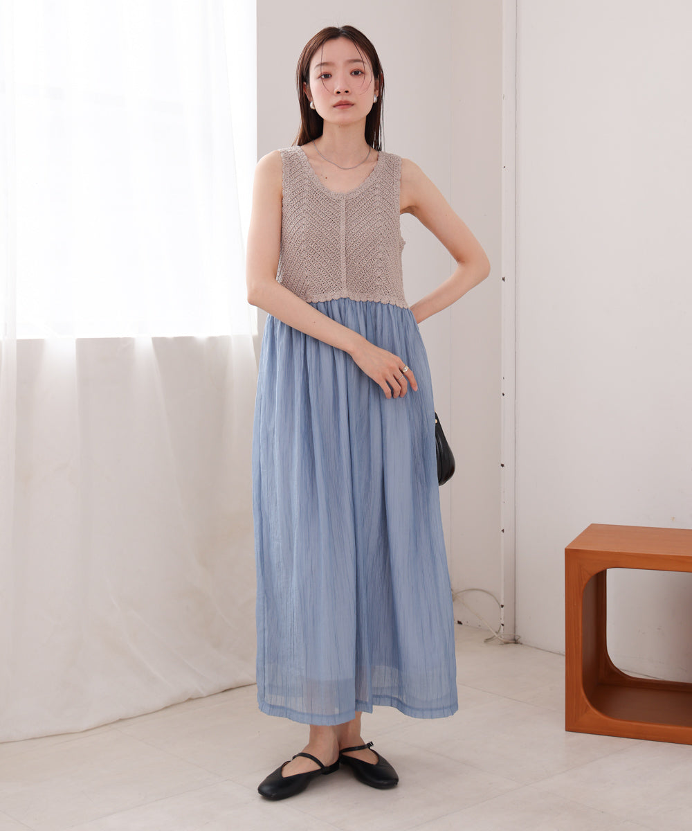 クロシェコンビキャミワンピース