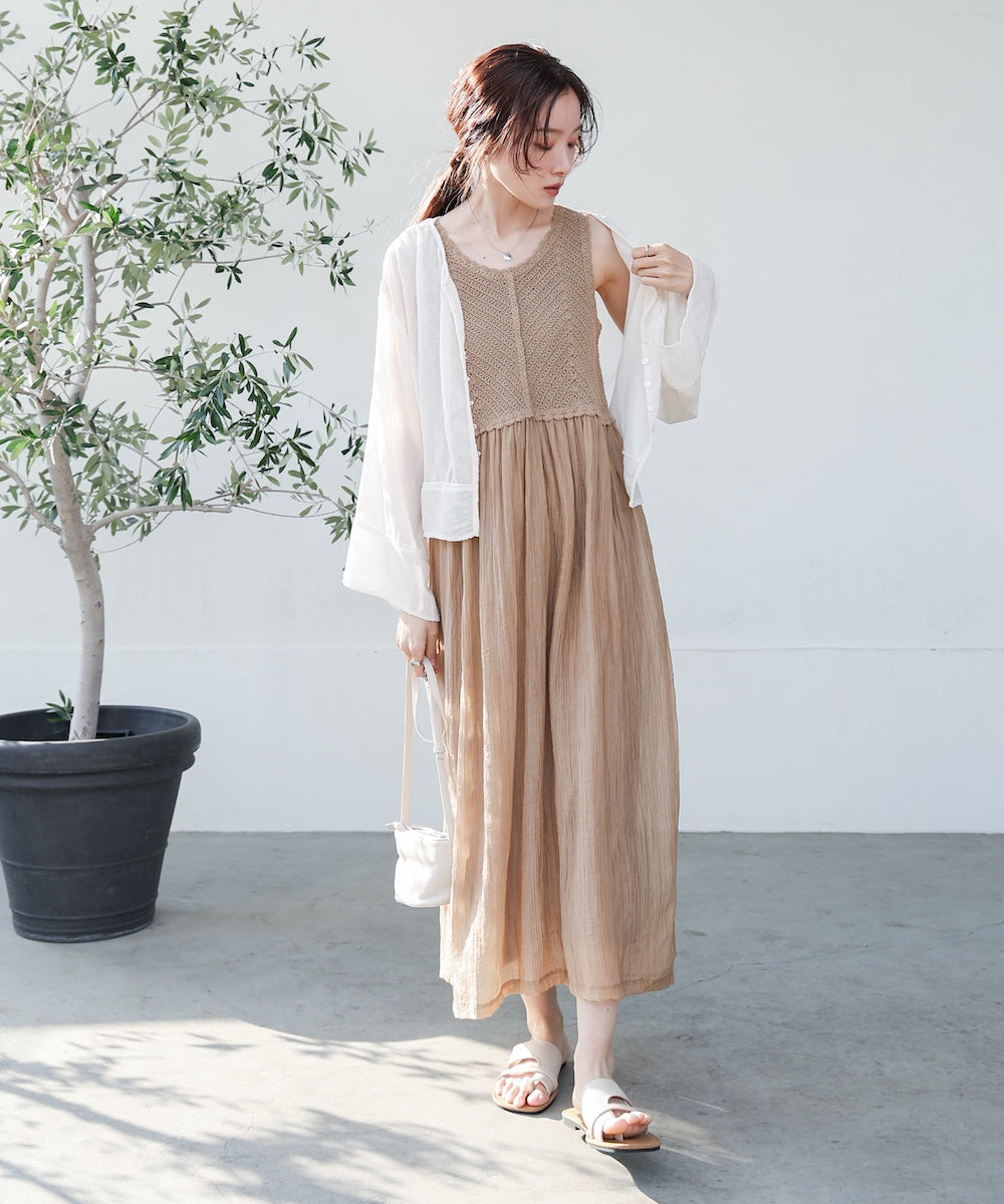 クロシェコンビキャミワンピース