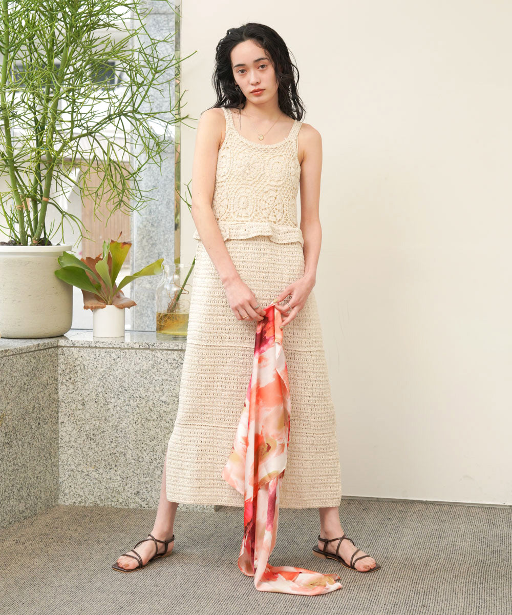 【S・Mサイズ展開】クロシェペプラムミックス編みワンピース