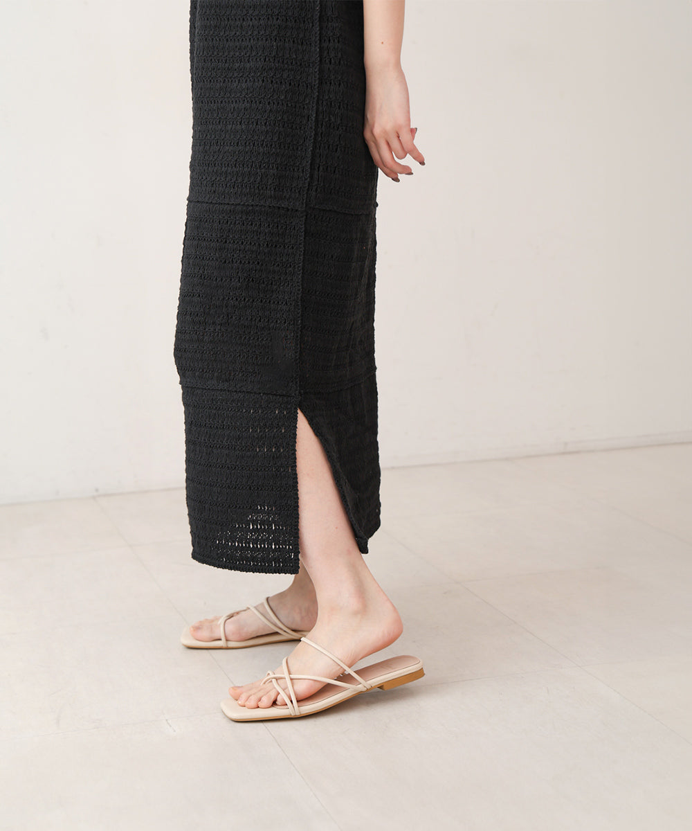 【S・Mサイズ展開】クロシェペプラムミックス編みワンピース