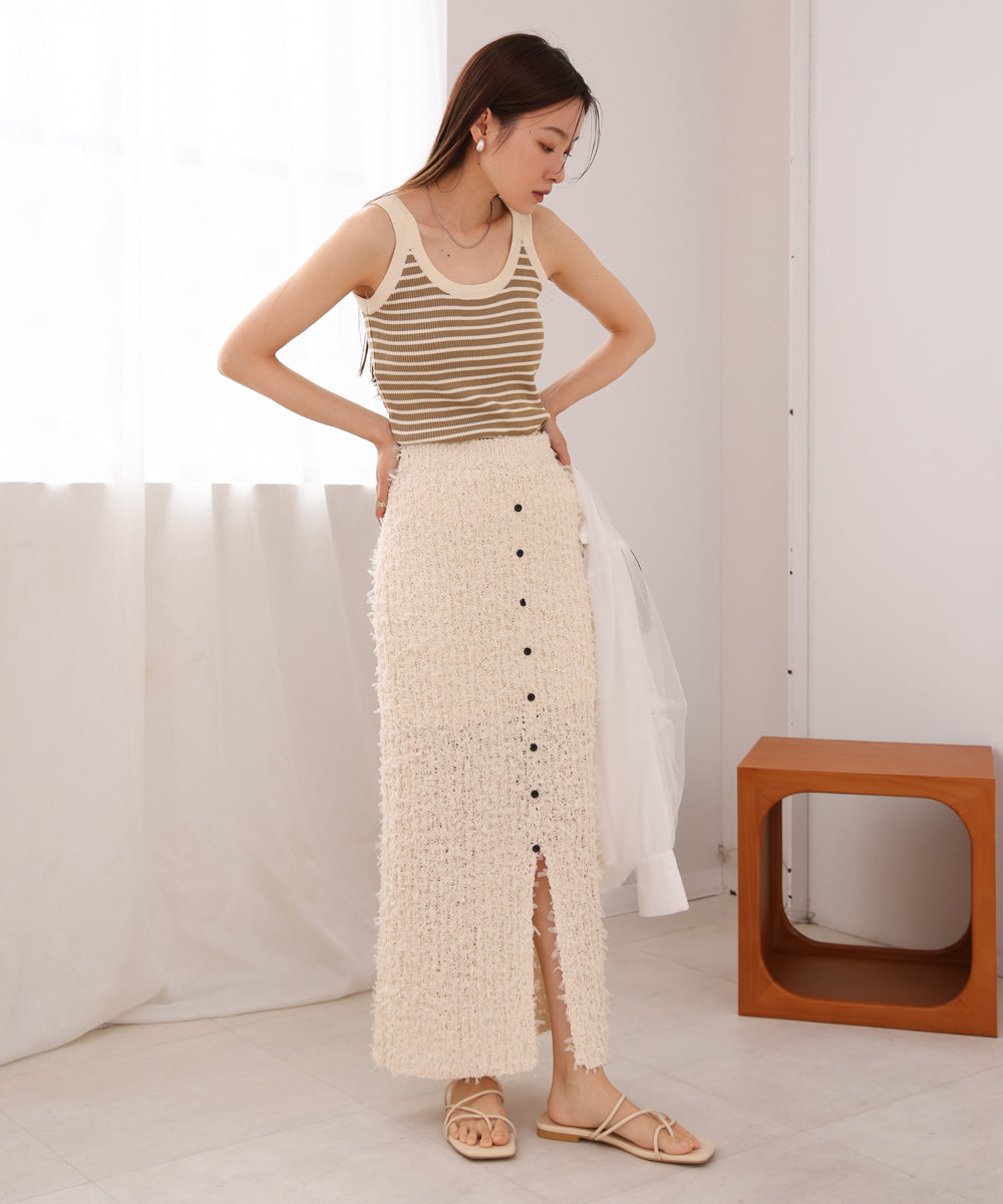 チュールリボンヤーン2WAYニットスカート