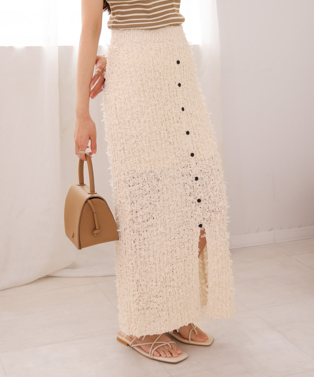 チュールリボンヤーン2WAYニットスカート
