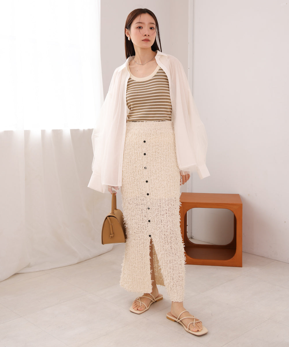チュールリボンヤーン2WAYニットスカート