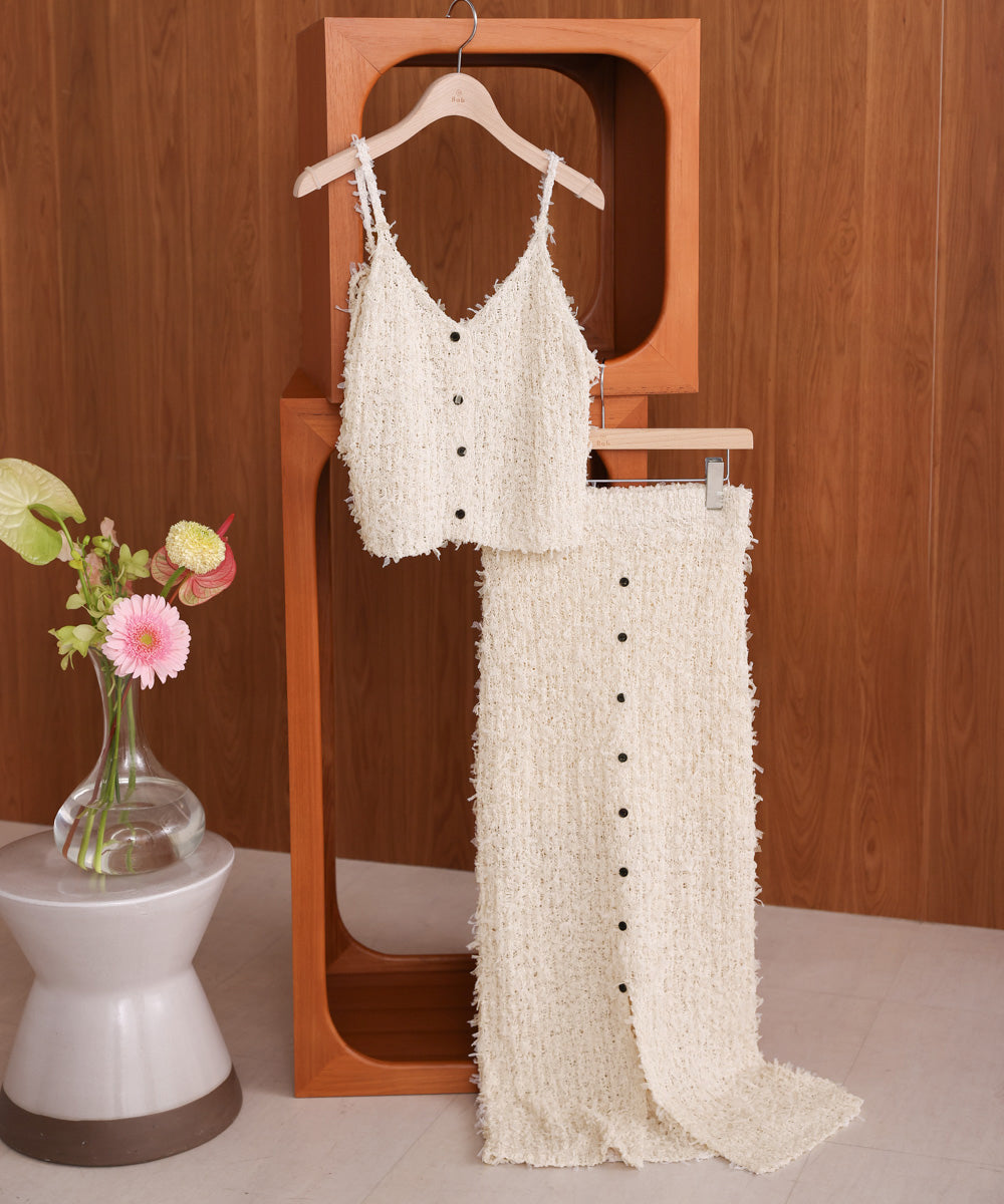 チュールリボンヤーン2WAYニットスカート