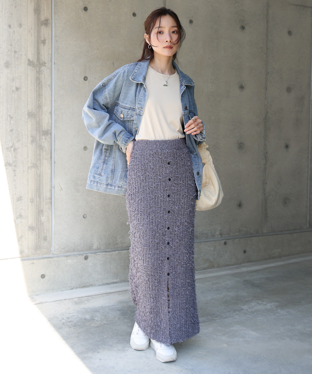 チュールリボンヤーン2WAYニットスカート