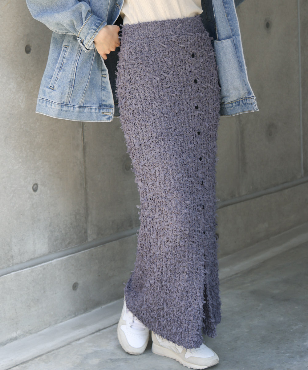 チュールリボンヤーン2WAYニットスカート