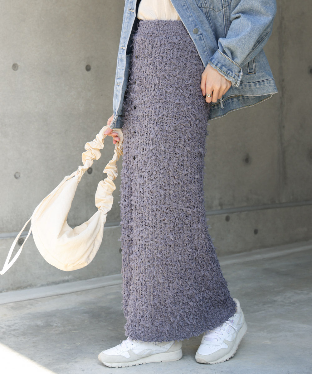 チュールリボンヤーン2WAYニットスカート