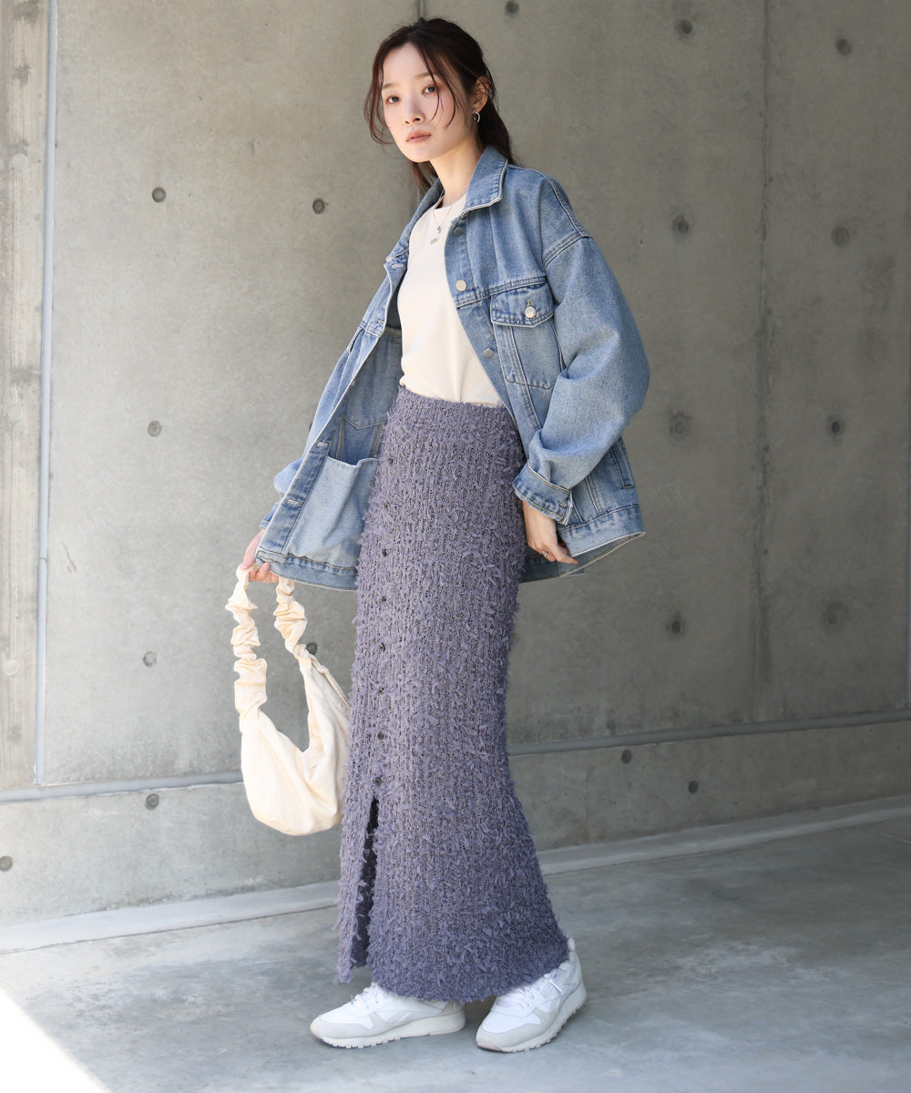 チュールリボンヤーン2WAYニットスカート