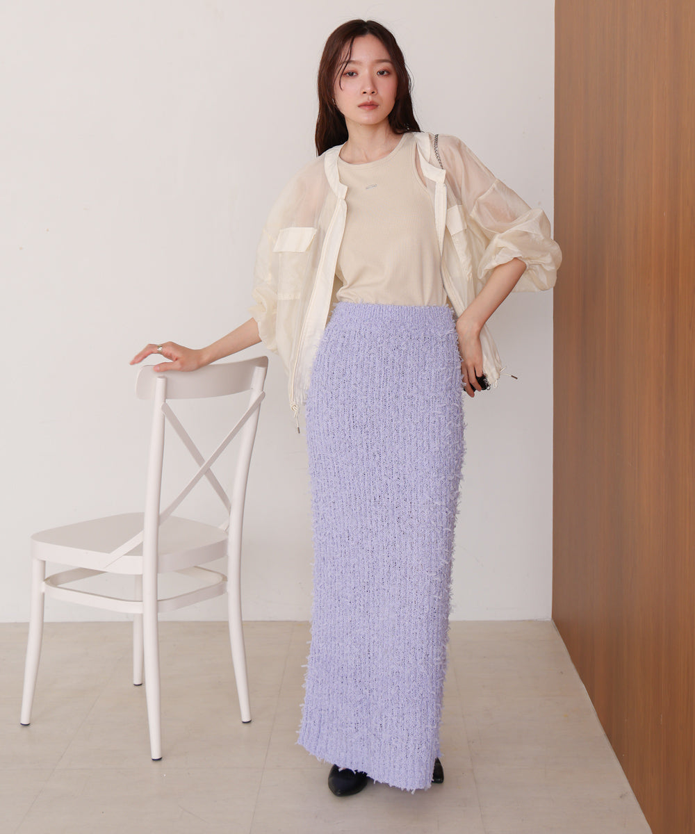 チュールリボンヤーン2WAYニットスカート