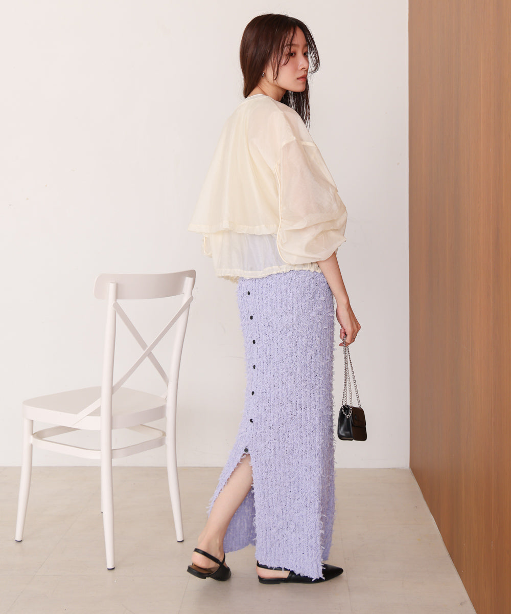 チュールリボンヤーン2WAYニットスカート