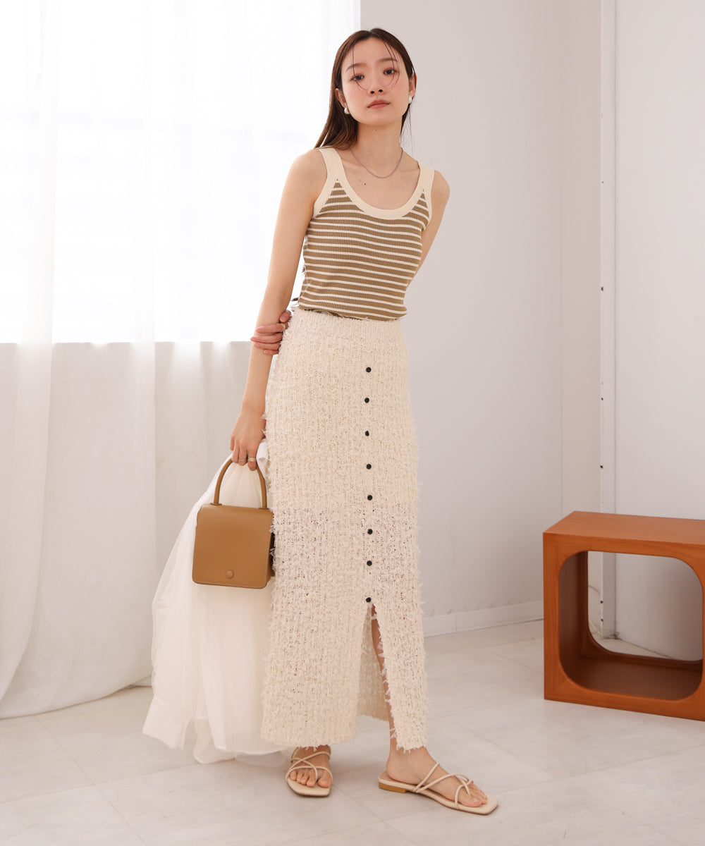 チュールリボンヤーン2WAYニットスカート