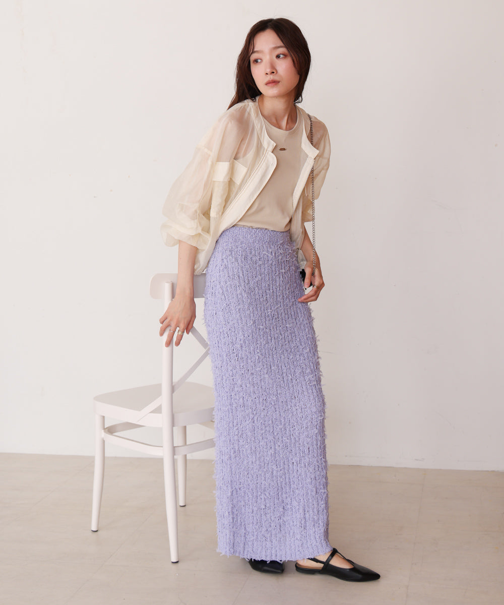 チュールリボンヤーン2WAYニットスカート