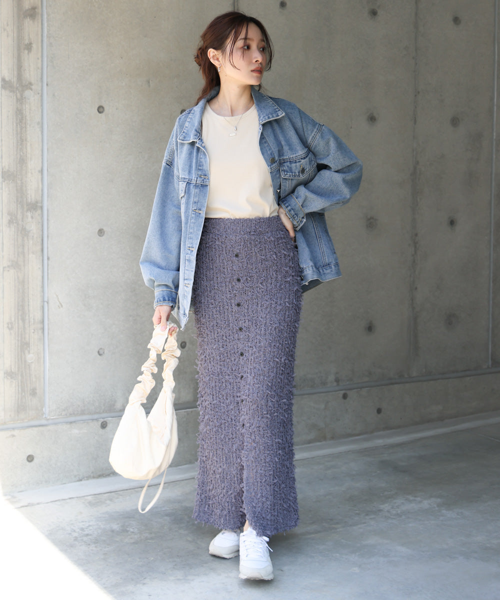 チュールリボンヤーン2WAYニットスカート