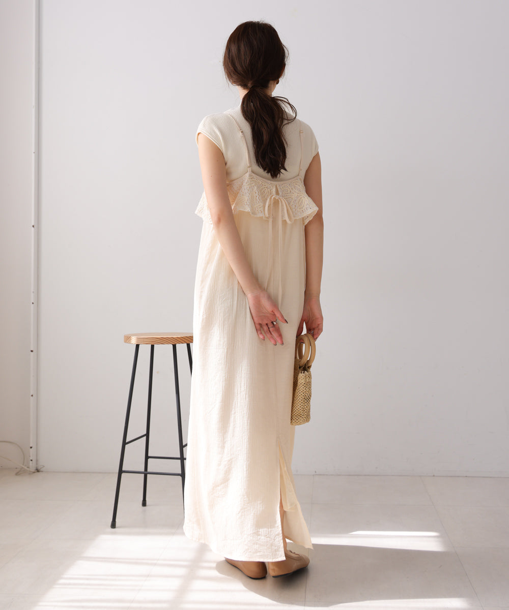 【S・Mサイズ展開】コード刺繍使いキャミワンピース