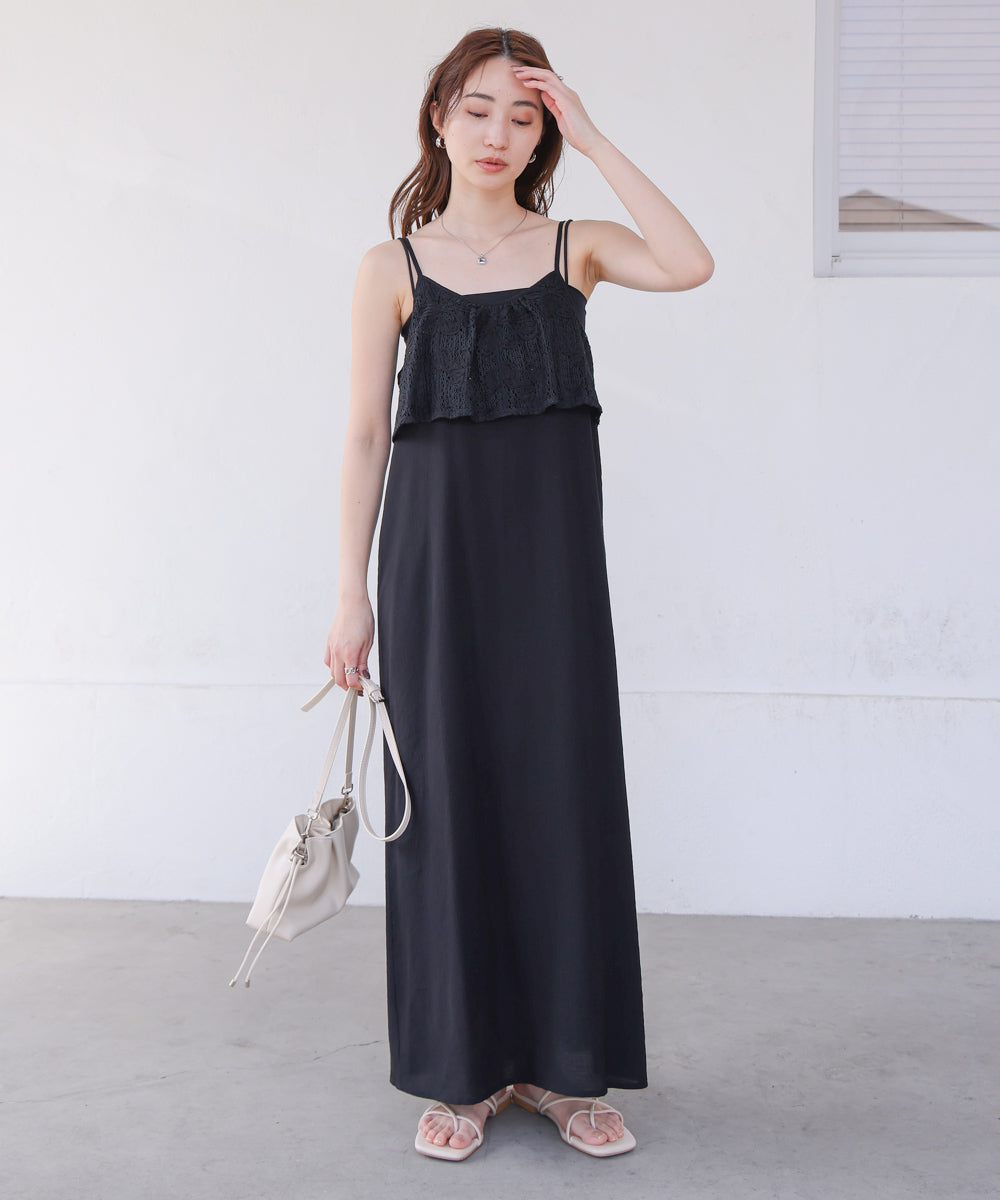 【S・Mサイズ展開】コード刺繍使いキャミワンピース