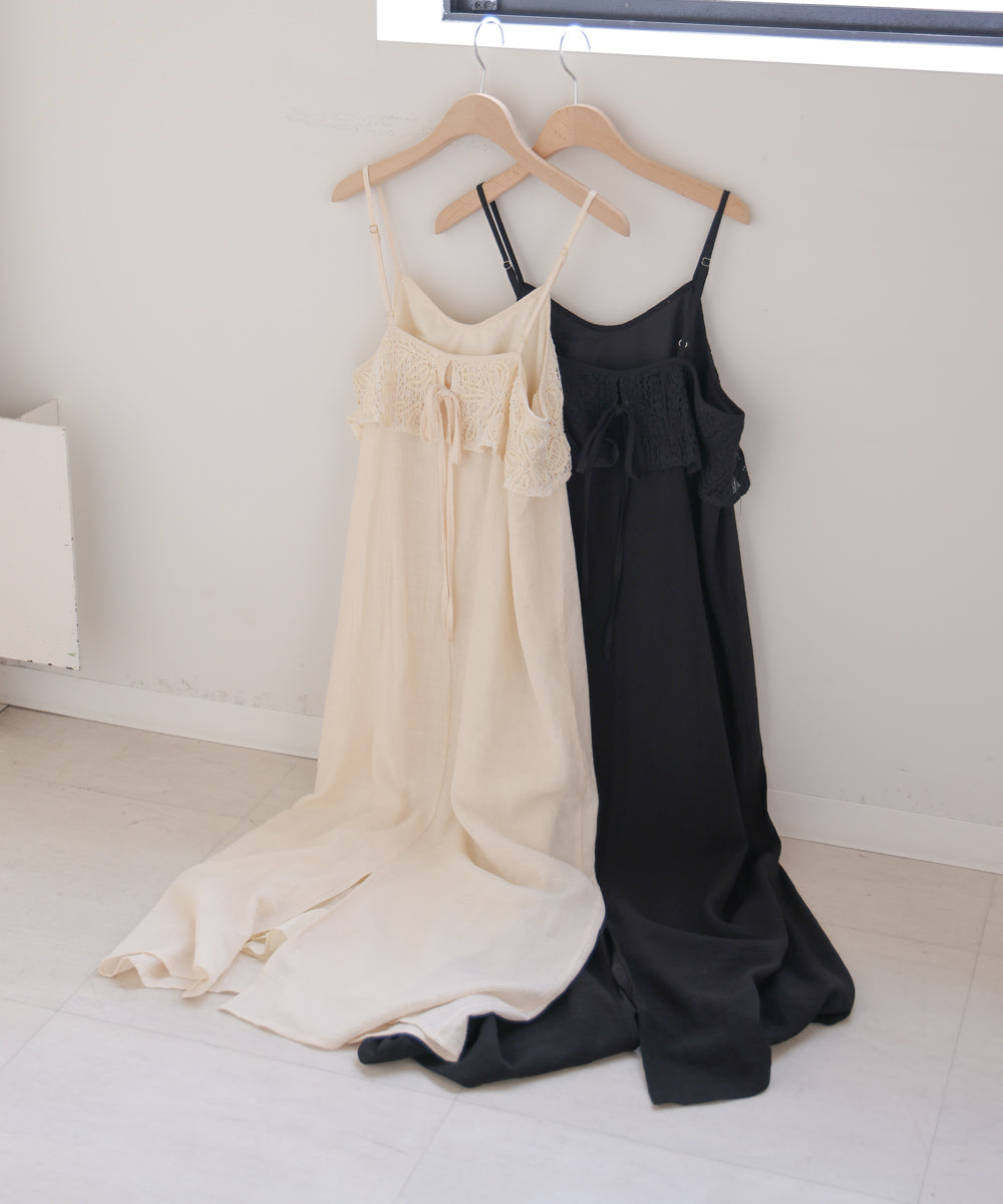 【S・Mサイズ展開】コード刺繍使いキャミワンピース