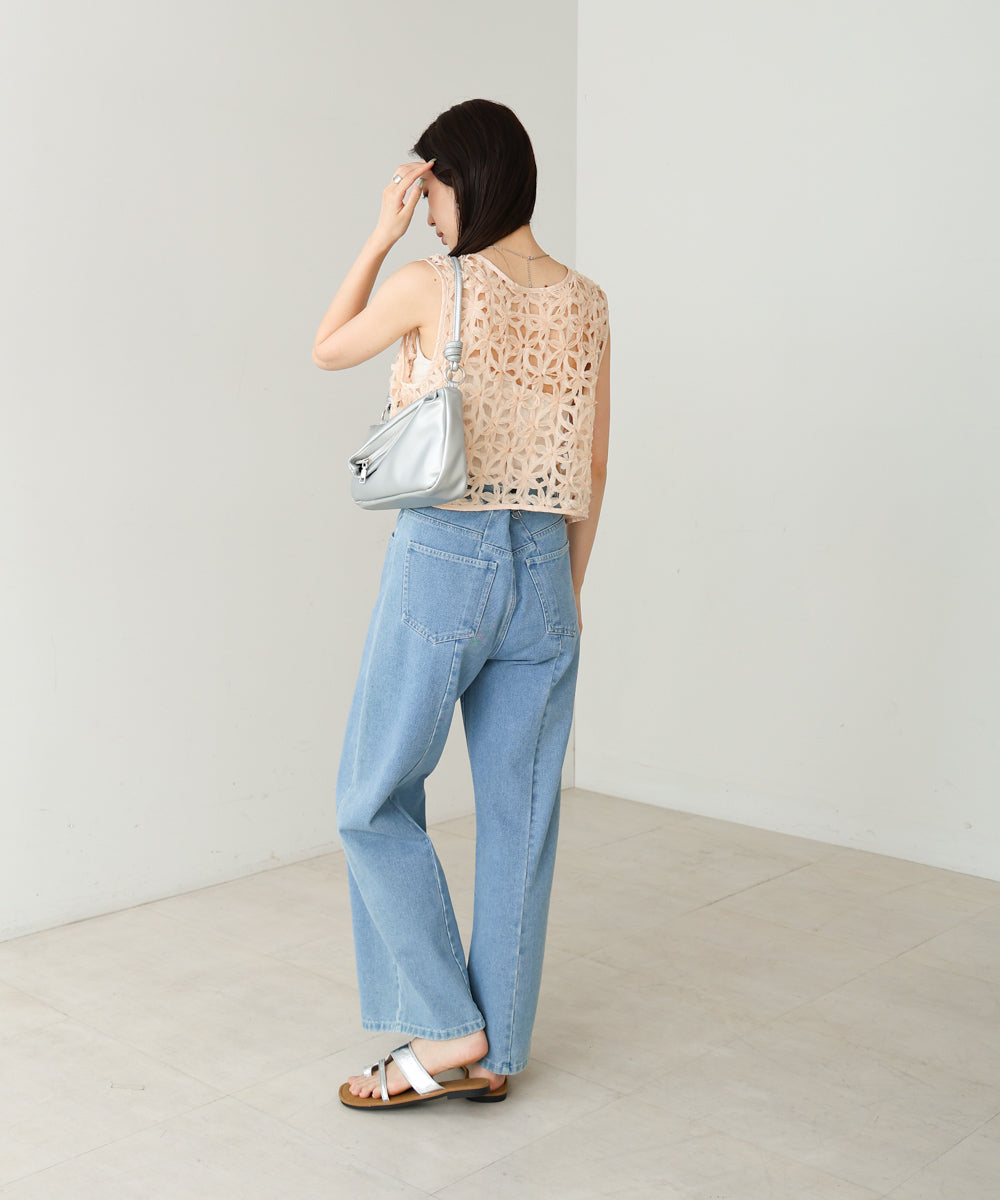 前後2WAYフラワーレースベスト