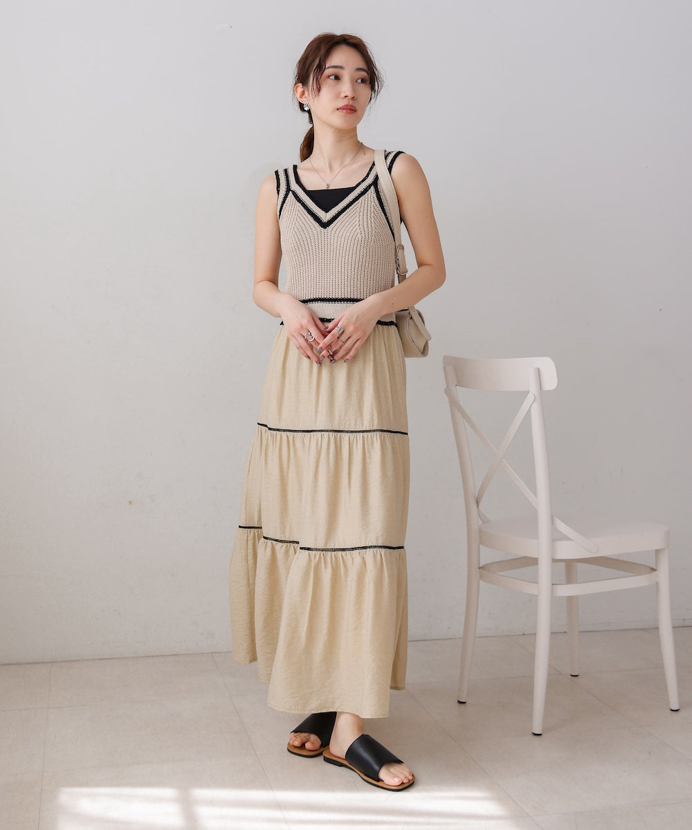 ニットドッキングティアードワンピース