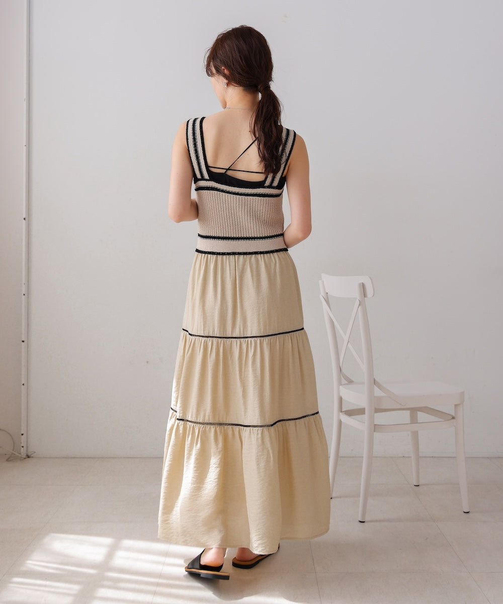 ニットドッキングティアードワンピース