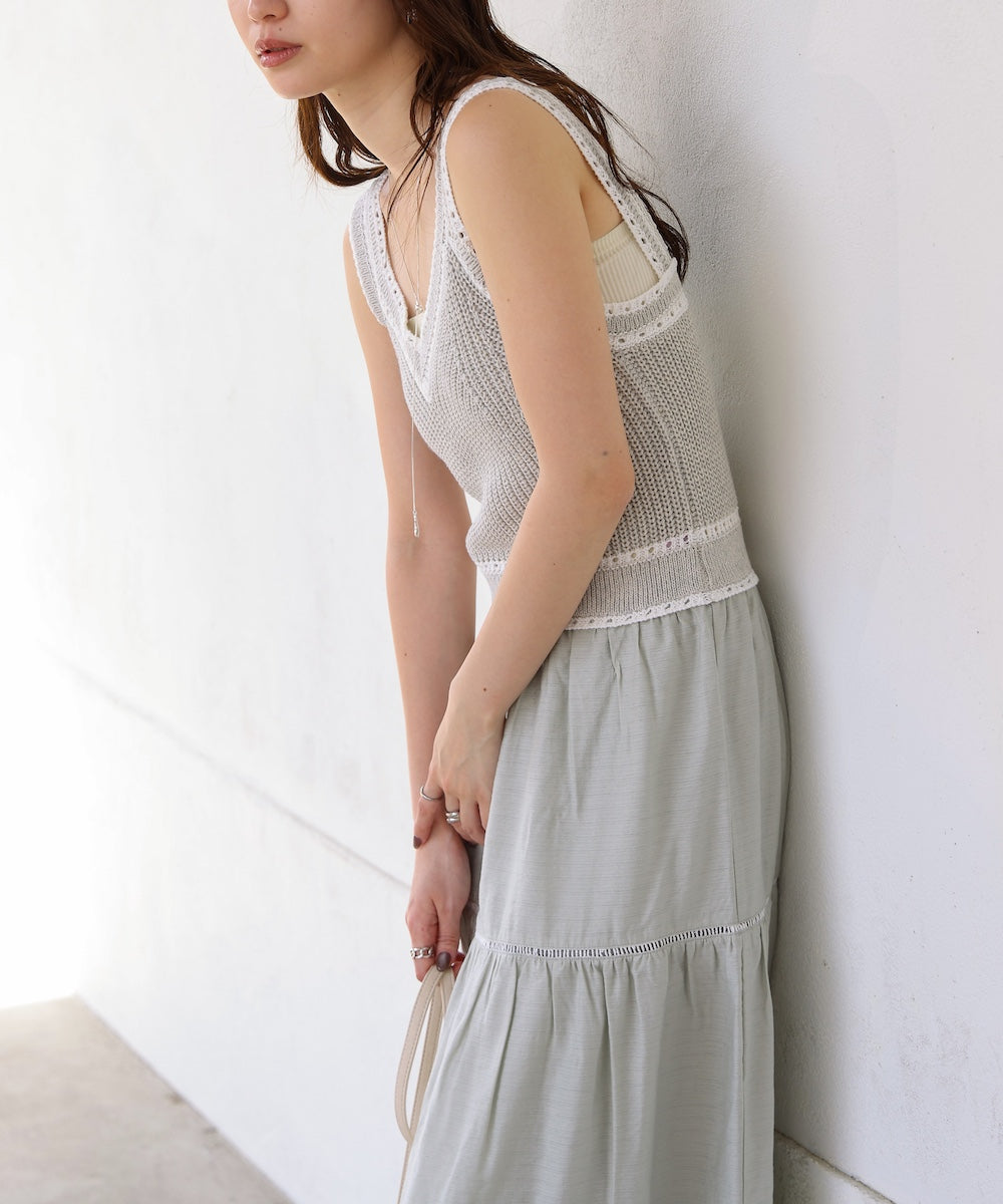 ニットドッキングティアードワンピース